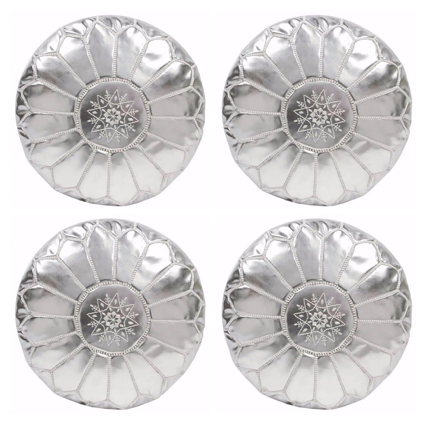 Set of 4 Silver Poufs - Ettilux Home