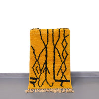 Thumbnail for Yellow Wool Moroccan Bohemian Rug 2 x 3.2 Feet / 62 x 100 cm - Ettilux Home