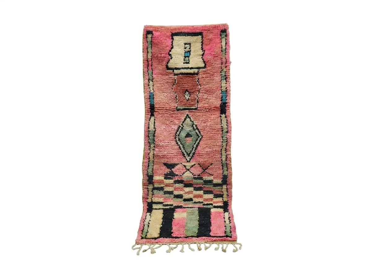 Pink Moroccan Runner Wool Rug