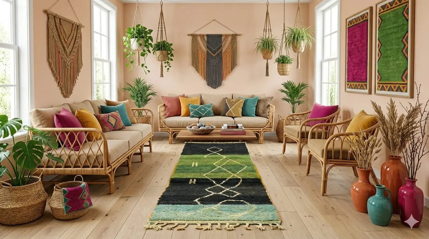 Green Moroccan Runner Rug