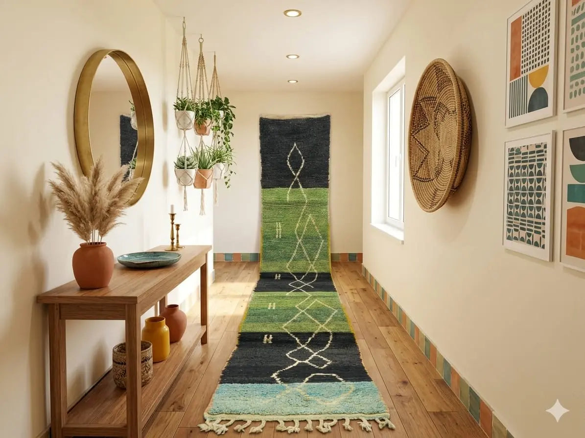 Green Moroccan Runner Rug