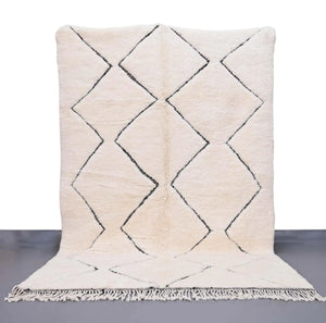 White One-of-a-Kind Beni Ourain Rug 6.5 x 9.8 feet / 200 x 300 cm - Ettilux Home