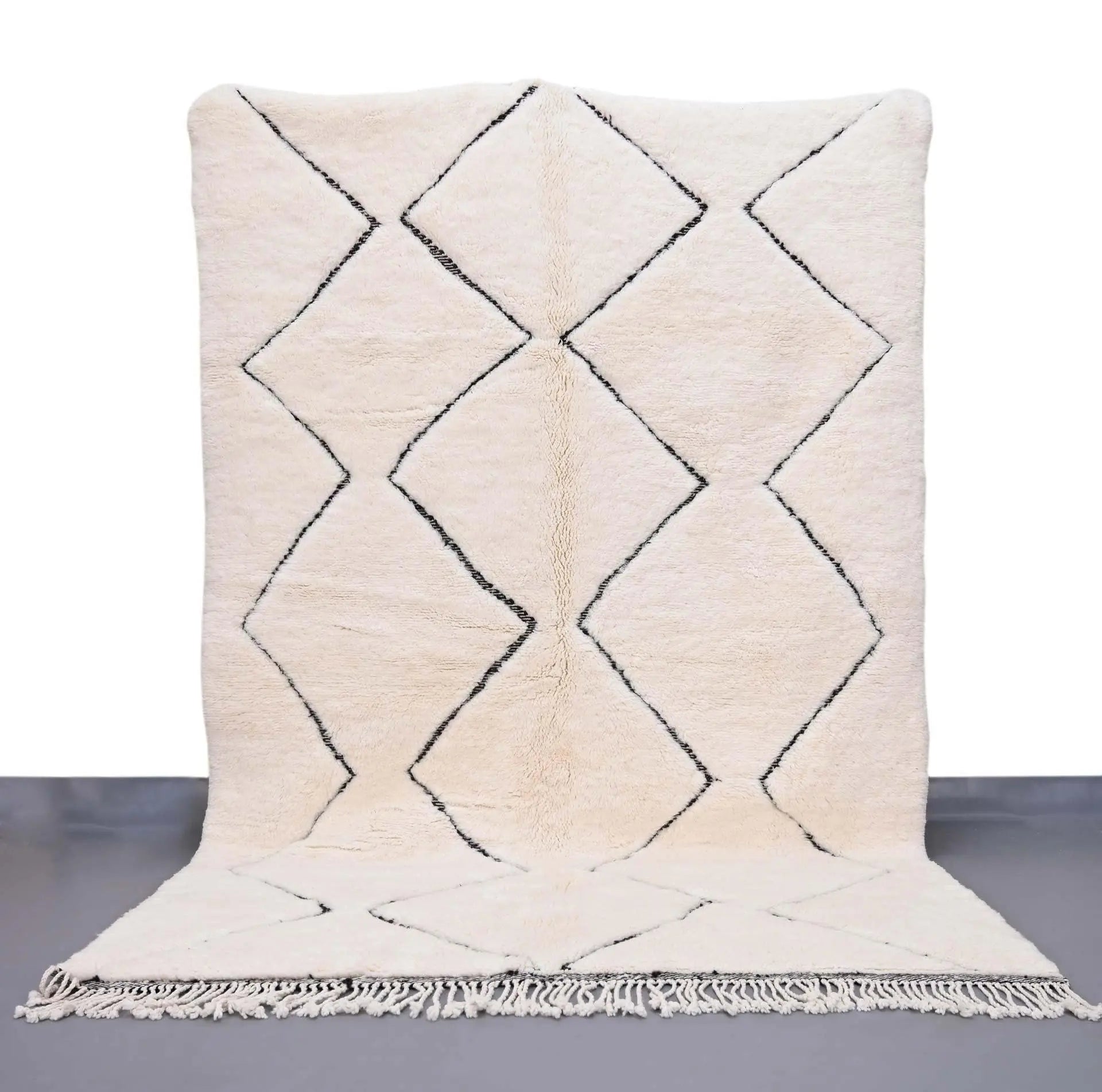 White One-of-a-Kind Beni Ourain Rug 6.5 x 9.8 feet / 200 x 300 cm - Ettilux Home