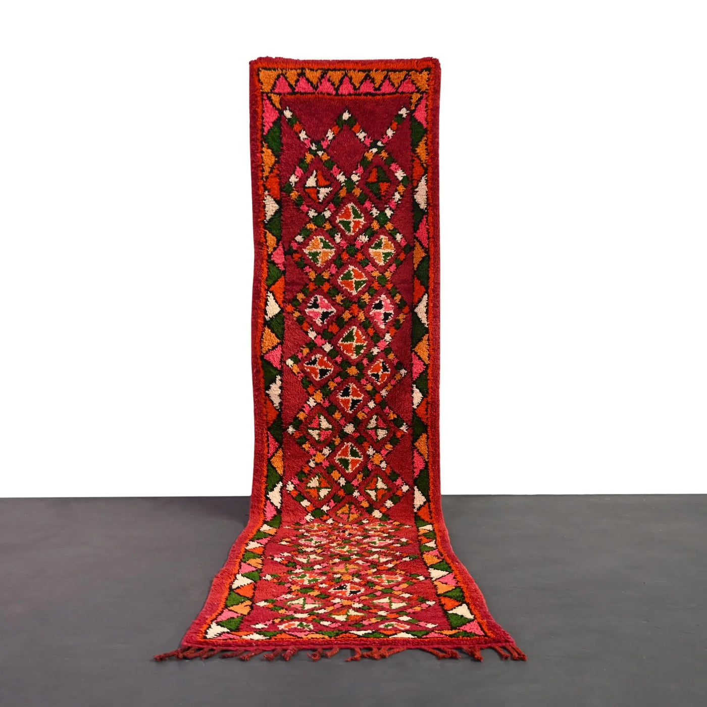 Authentic Vintage Runner Moroccan Rug 2.6 x 11.4 feet / 81 x 350 cm