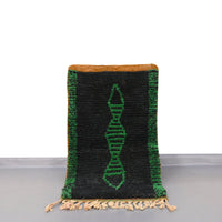 Thumbnail for Black Wool Moroccan Bohemian Rug 2.1 x 3.7 Feet / 65 x 119 cm - Ettilux Home