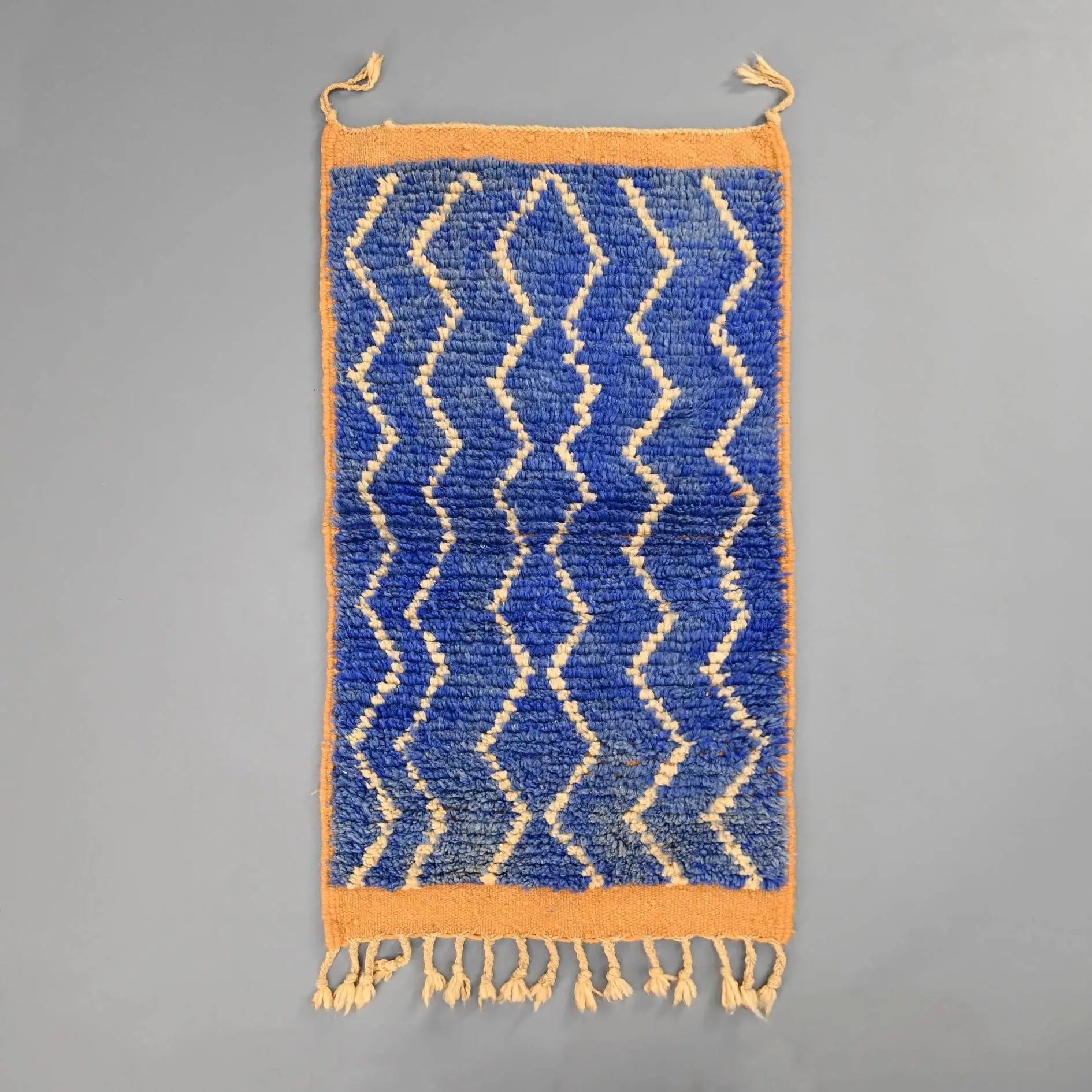 Blue Wool Moroccan Small Rug 2 x 3.7 Feet / 62 x 113 cm - Ettilux Home
