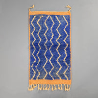 Thumbnail for Blue Wool Moroccan Small Rug 2 x 3.7 Feet / 62 x 113 cm - Ettilux Home