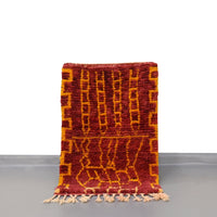 Thumbnail for Bohemian Handmade Red Moroccan Rug 2.1 x 3.2 Feet / 66 x 100 cm - Ettilux Home