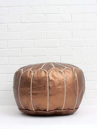 Thumbnail for Bronze Faux Leather Pouf - Ettilux Home