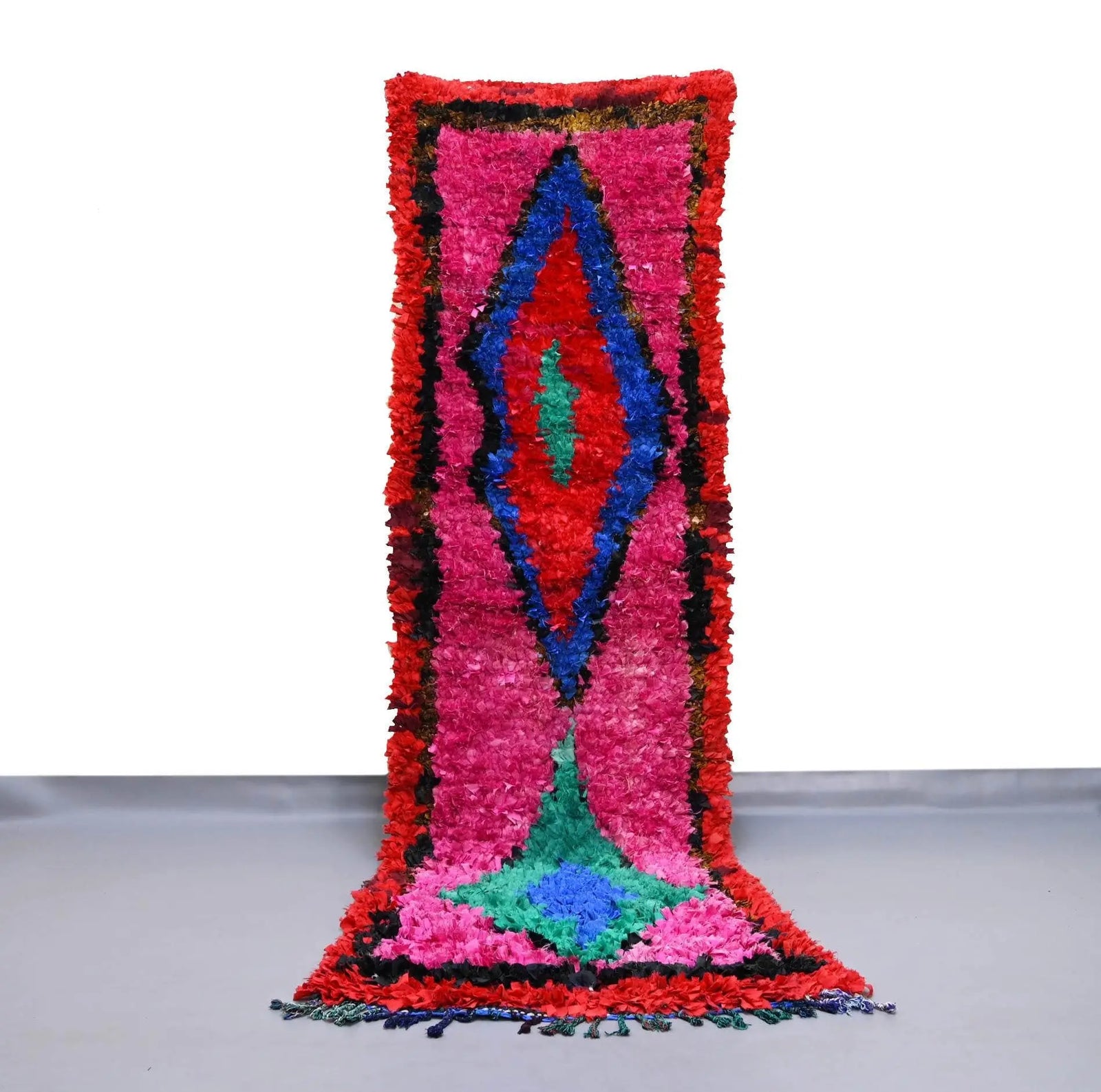 Colorful And Warm Moroccan Boucherouite Rug(2.9x10.3ft) - Ettilux Home
