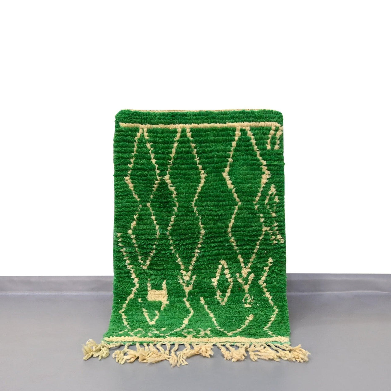 Green Wool Handmade Moroccan Small Rug 2.2 x 3.3 Feet / 68 x 103 cm - Ettilux Home