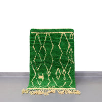 Thumbnail for Green Wool Handmade Moroccan Small Rug 2.2 x 3.3 Feet / 68 x 103 cm - Ettilux Home