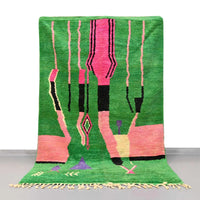 Green Wool Moroccan Vintage Rug 5.6 x 8.9 feet / 173 x 272 cm - Ettilux Home