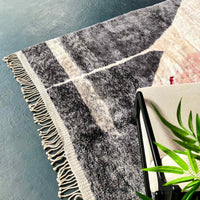 Thumbnail for Create a cozy and inviting space with the Rosy Abstract Handwoven 100% Wool Beni Mrirt Rug, a beautiful Beni Ourain rug measuring 8.1 X 9.9 ft / 247 X 304 cm. This handwoven rug is made using traditional techniques and features a soft, plush texture.