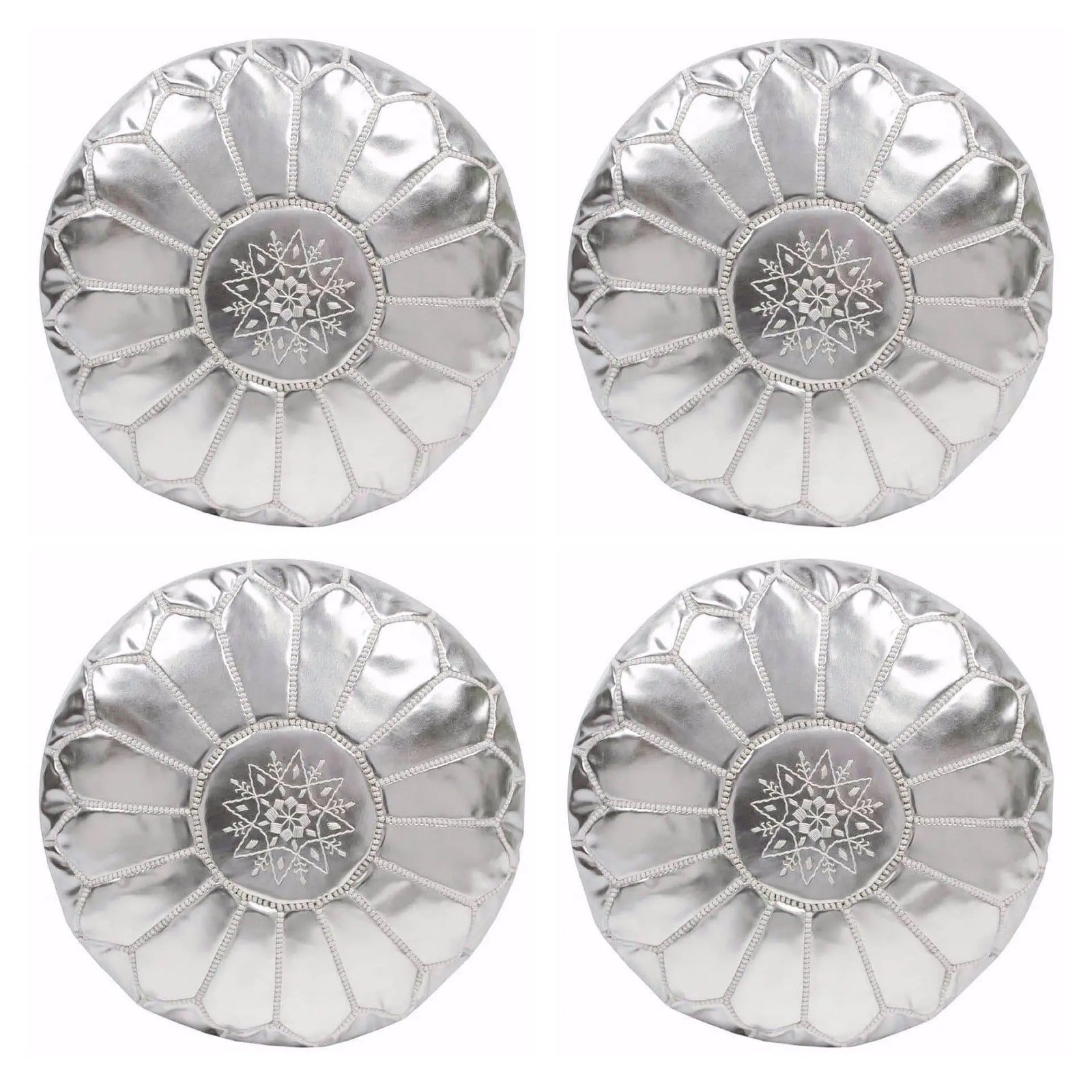 Set of 4 Silver Poufs - Ettilux Home