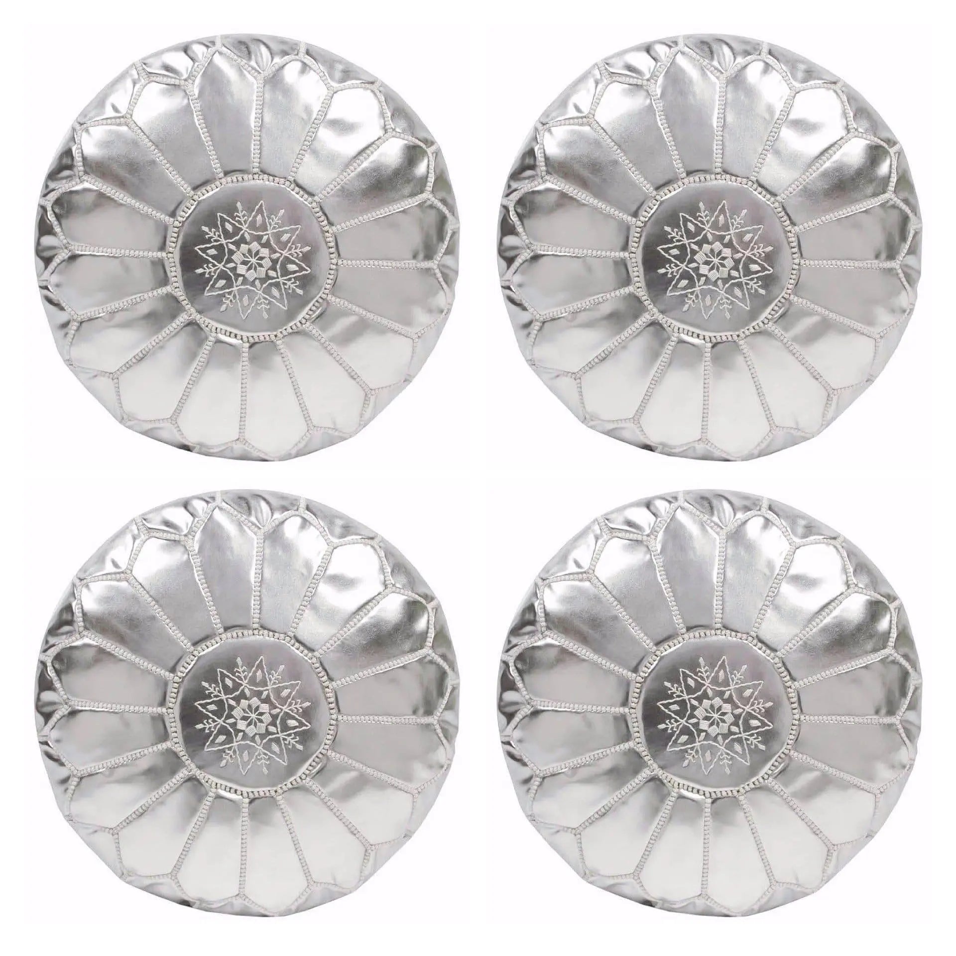 Set of 4 Silver Poufs - Ettilux Home