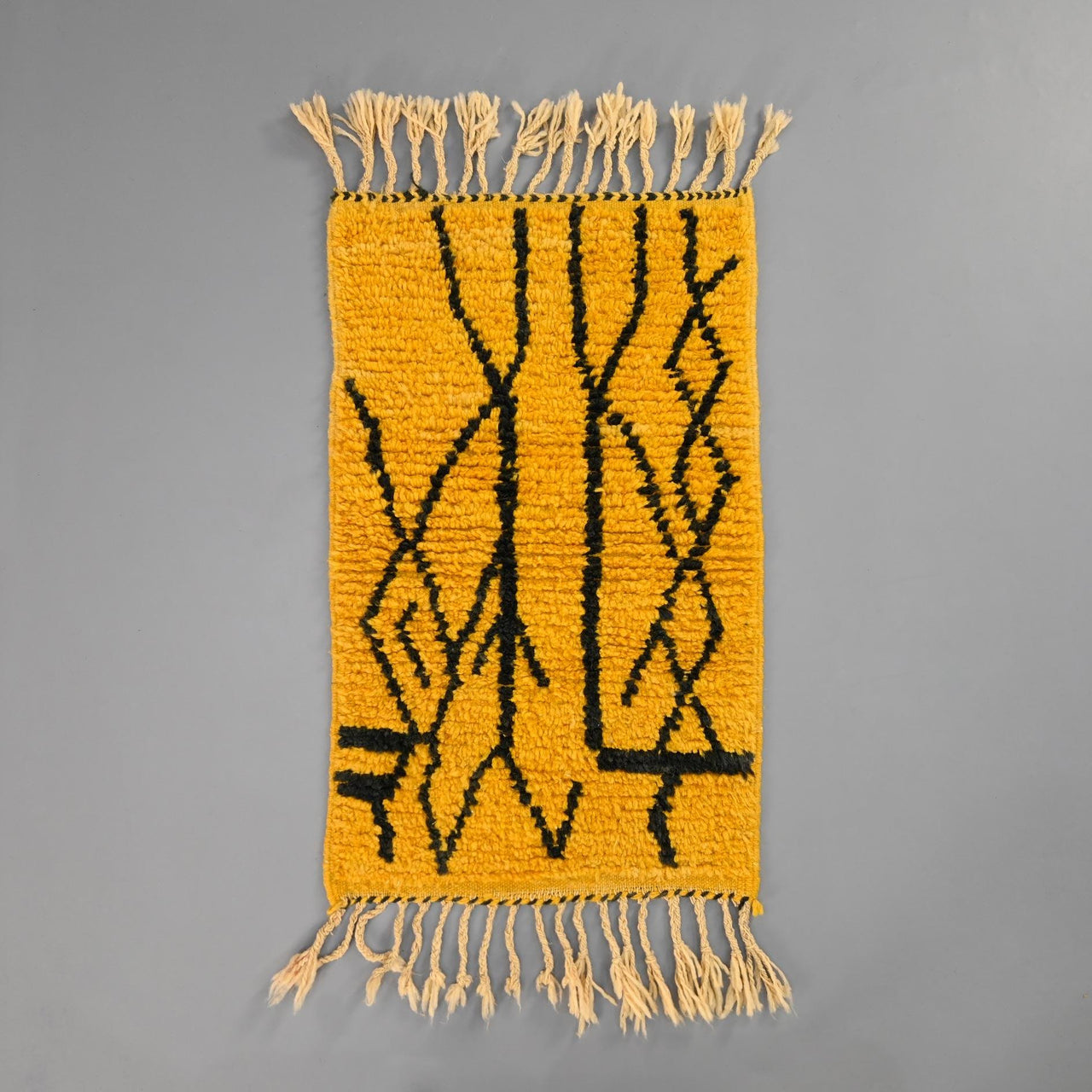 Yellow Wool Moroccan Bohemian Rug 2 x 3.2 Feet / 62 x 100 cm - Ettilux Home